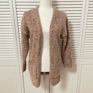 Sienna Sky Cardigan Sweater Multicolor Speckled Rainbow Confetti Popcorn Granny